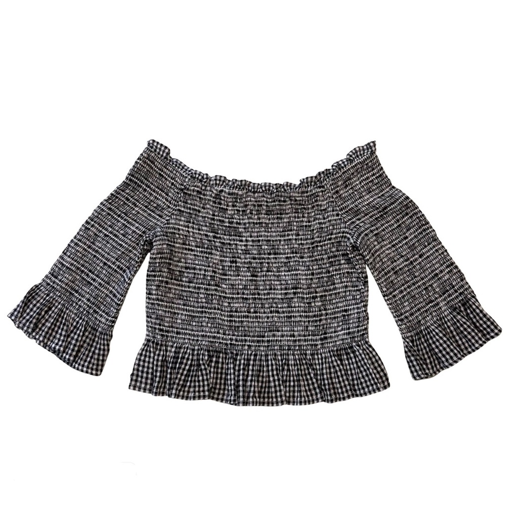 American Eagle off the shoulder black & white top
